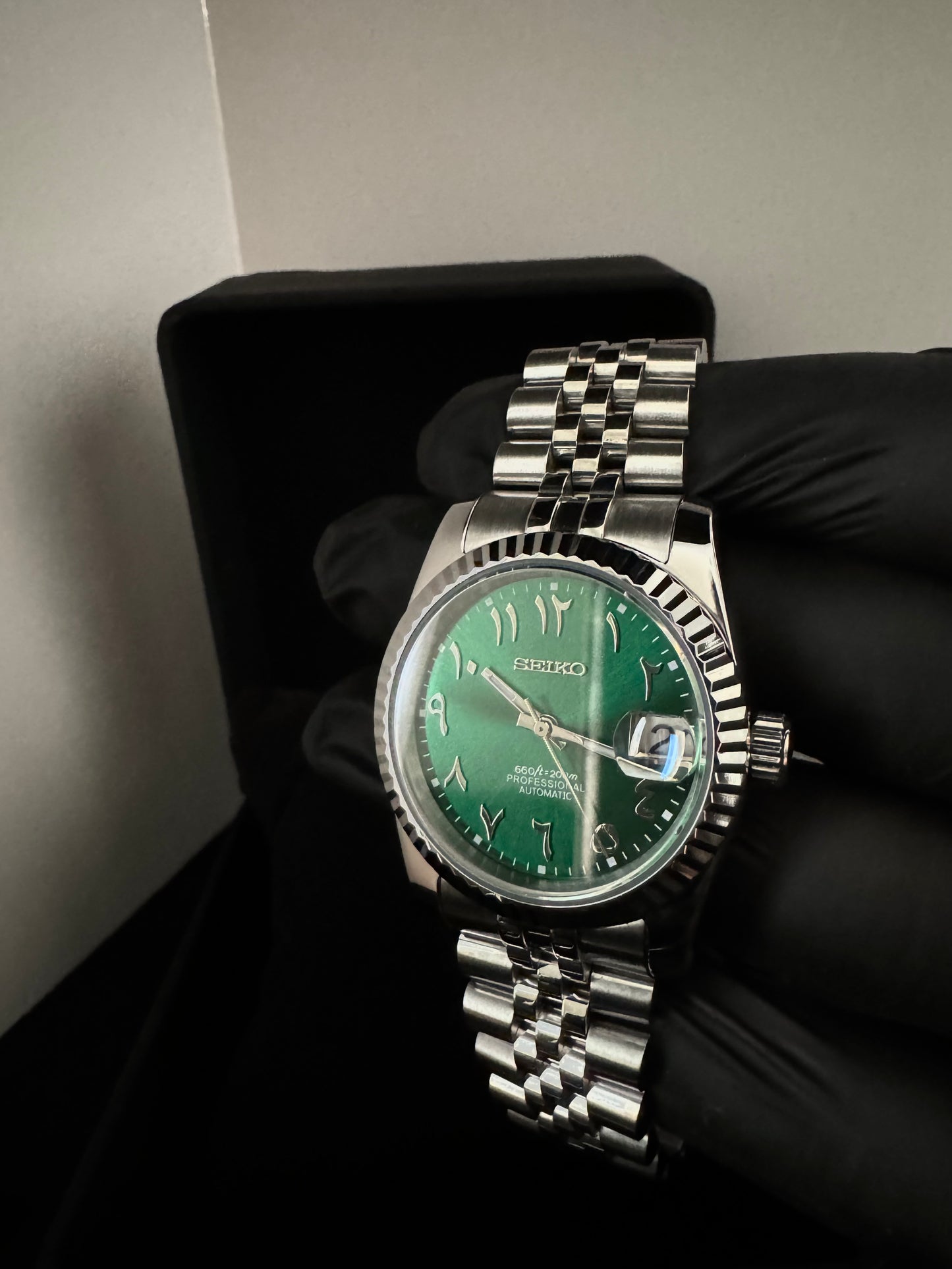 Seiko Arabic Dial Datejust | Green (Silver)