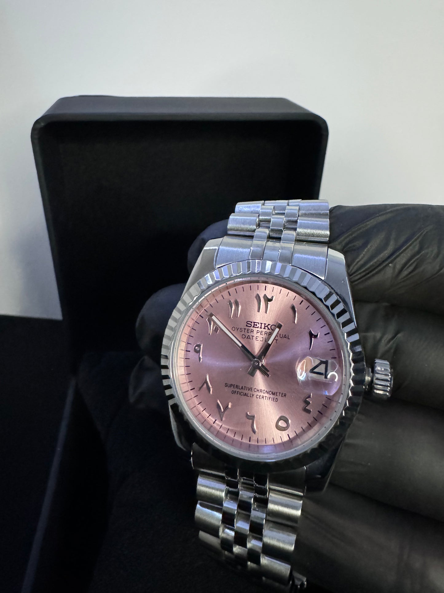 Seiko Arabic Dial Datejust | Pink (Silver)