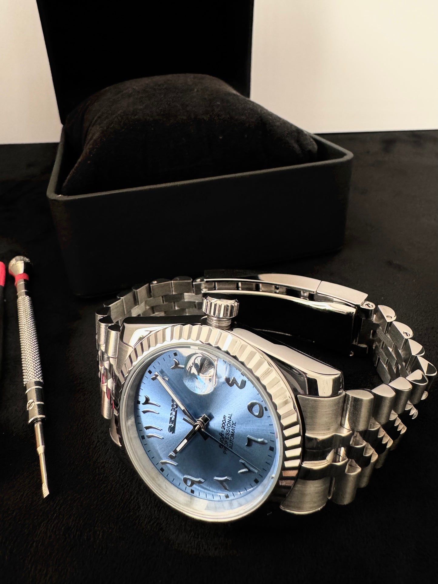 Seiko Arabic Dial Datejust | Sky Blue (Silver)