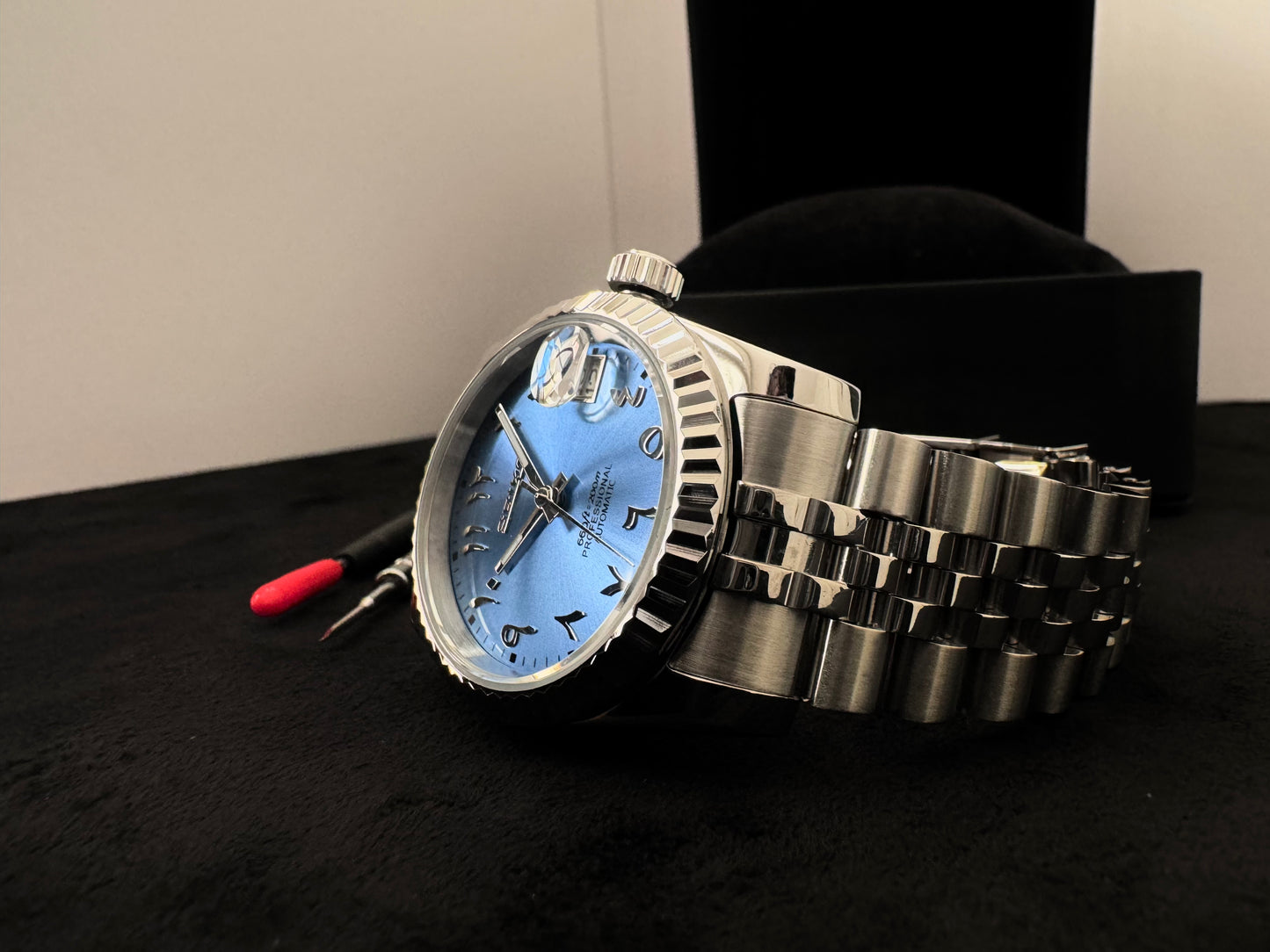 Seiko Arabic Dial Datejust | Sky Blue (Silver)