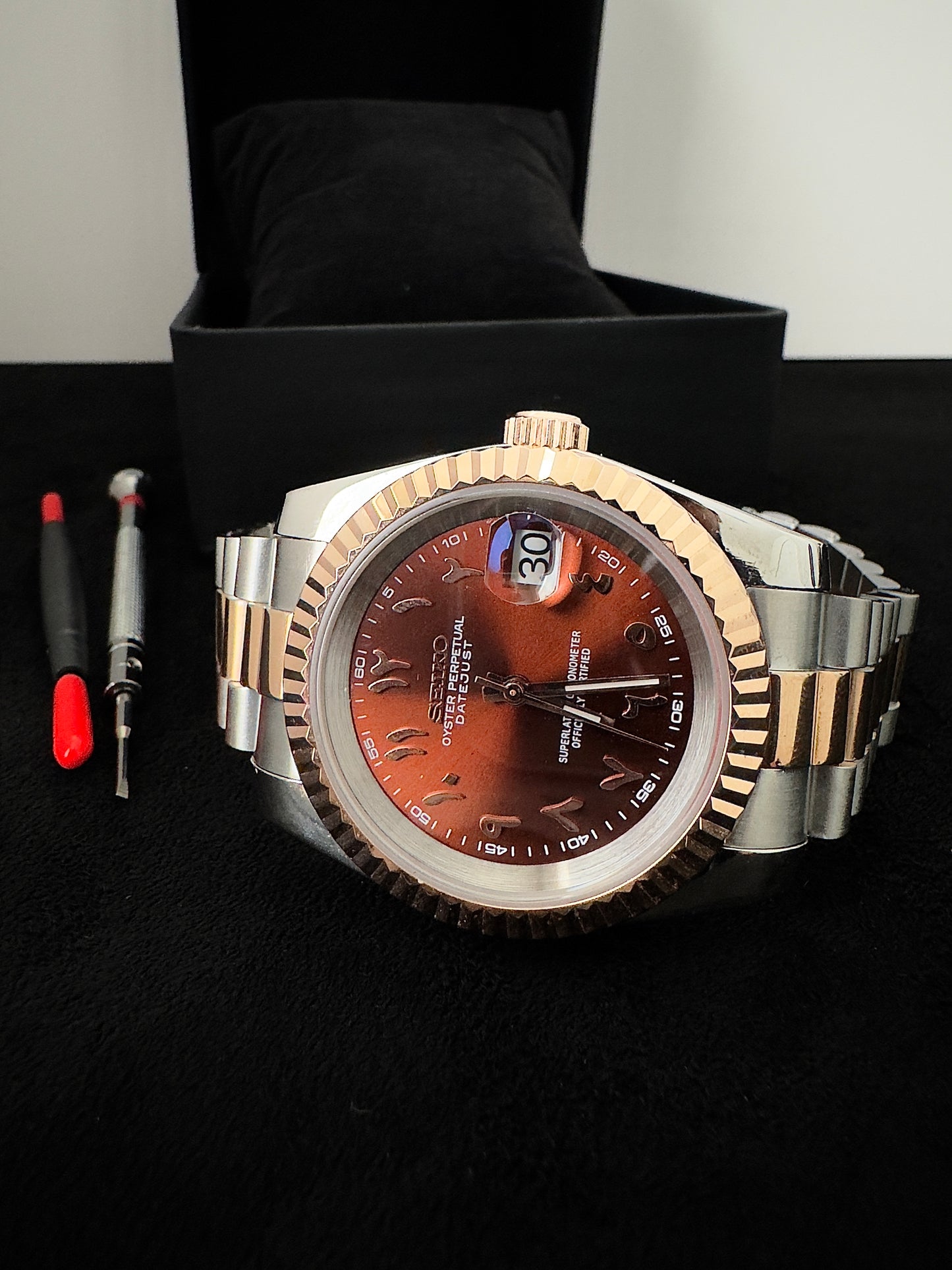 Seiko Arabic Dial Datejust | Chocolate (Two-Tone Rose Gold)