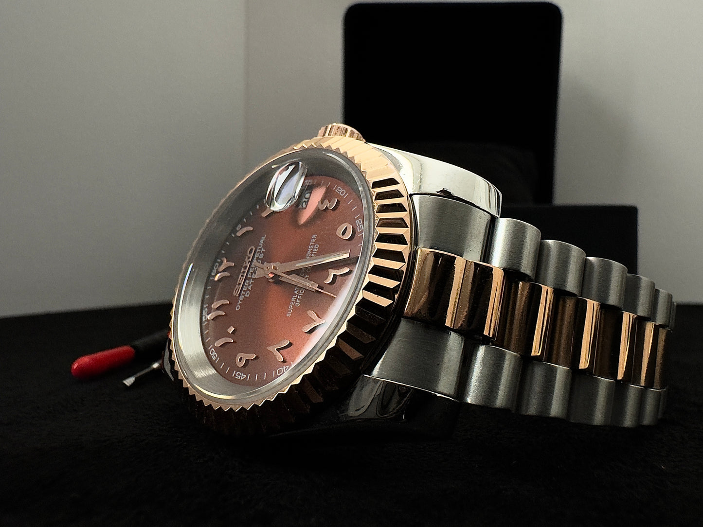 Seiko Arabic Dial Datejust | Chocolate (Two-Tone Rose Gold)