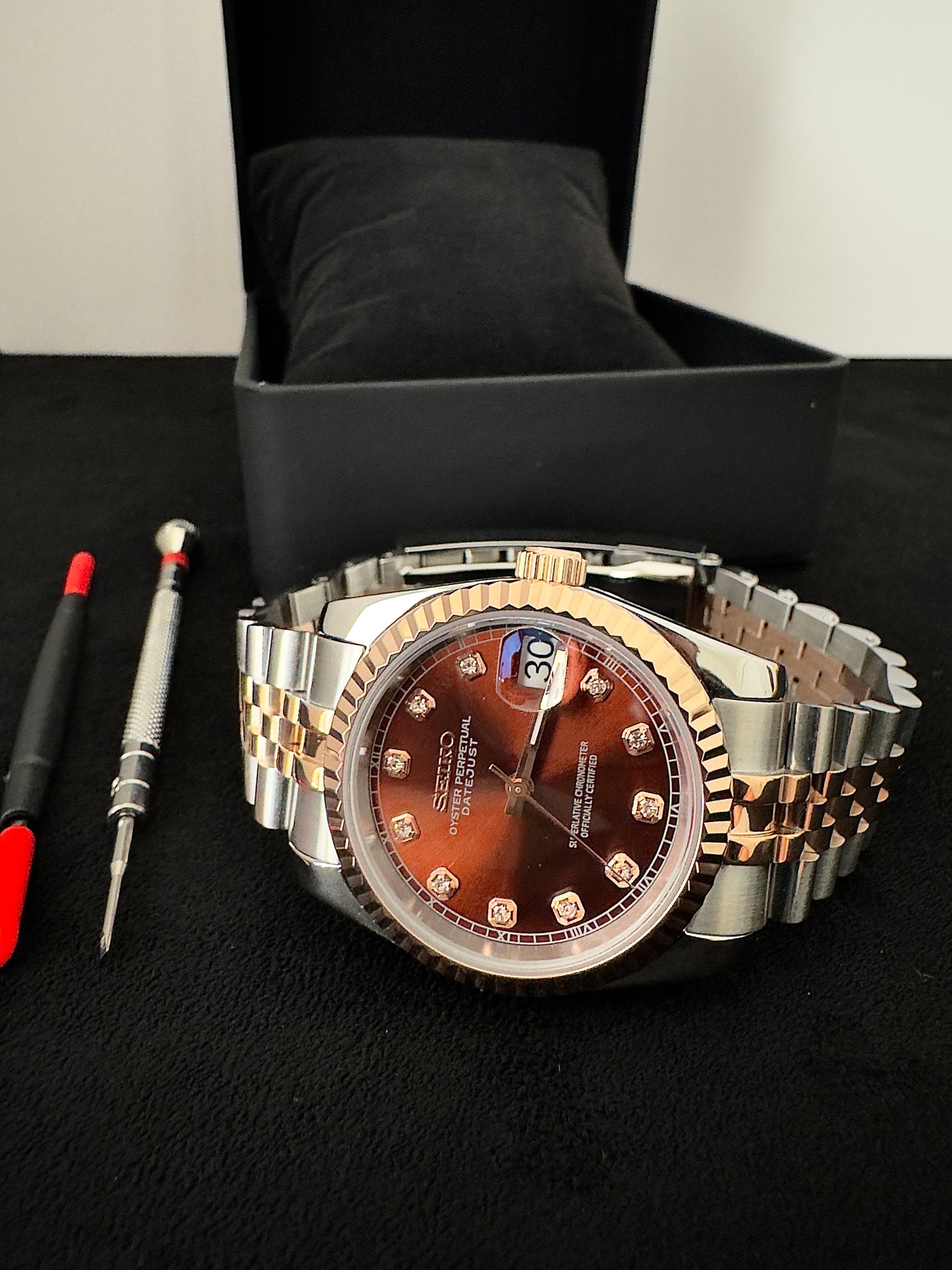 Seiko Gem Dial Datejust | Chocolate (Two-Tone Rose Gold)