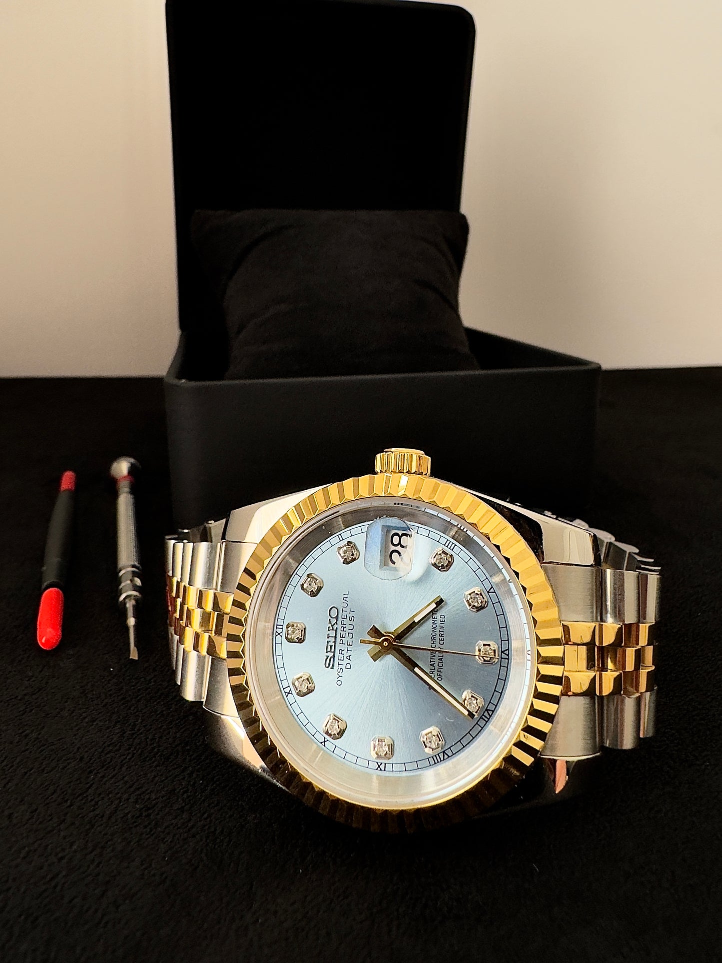 Seiko Gem Dial Datejust | Baby Blue (Two-Tone Gold)