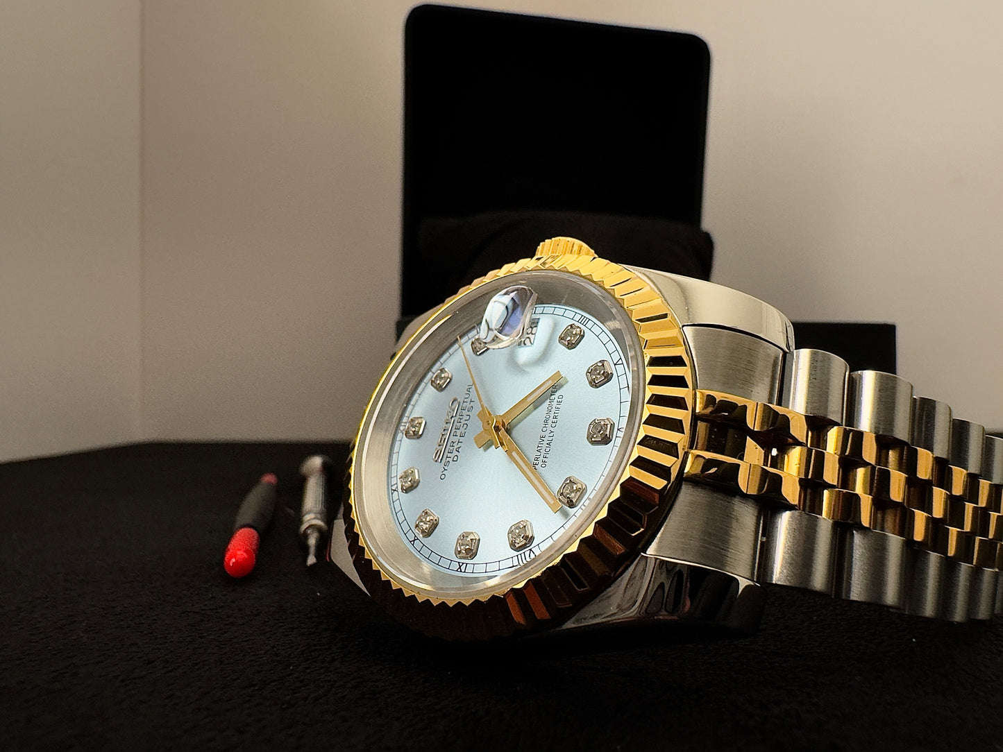 Seiko Gem Dial Datejust | Baby Blue (Two-Tone Gold)