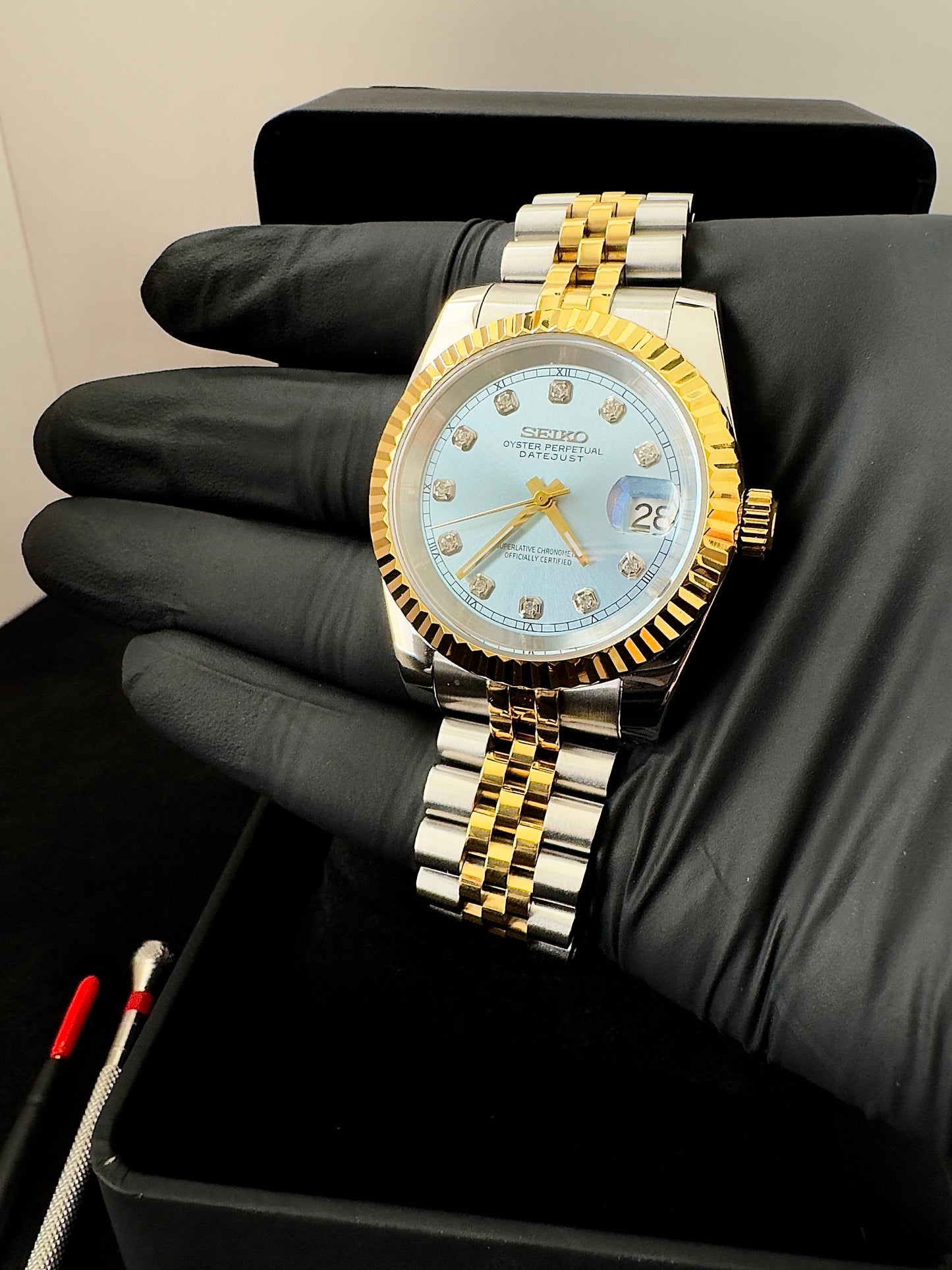 Seiko Gem Dial Datejust | Baby Blue (Two-Tone Gold)