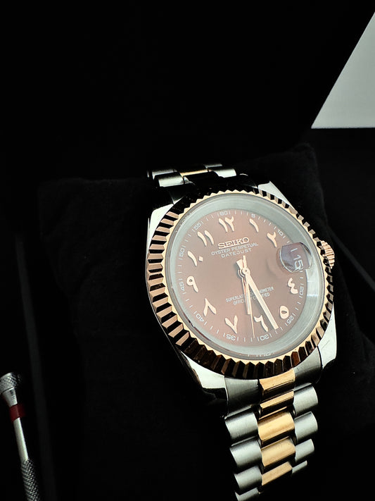Seiko Arabic Dial Datejust | Chocolate (Two-Tone Rose Gold)
