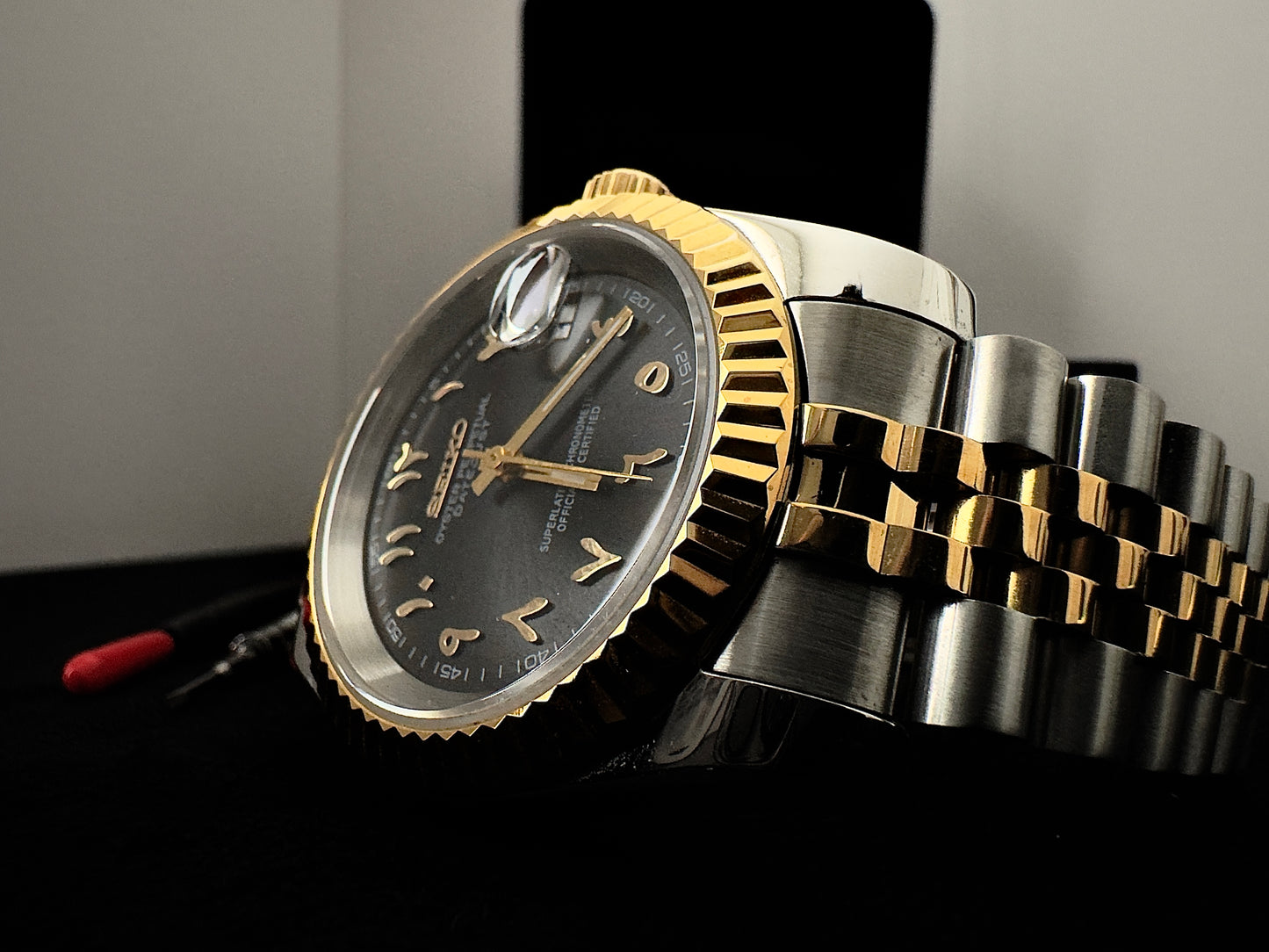Seiko Arabic Dial Datejust | Black (Two-Tone Gold)