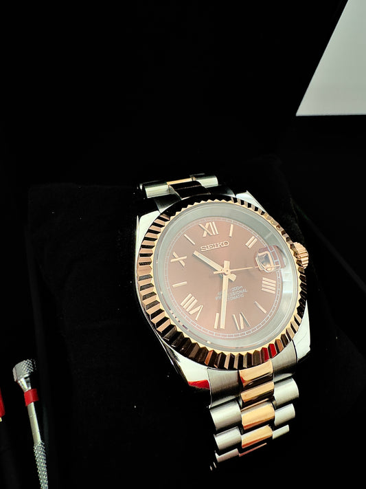 Seiko Roman Dial Datejust | Chocolate (Two-Tone Rose Gold)