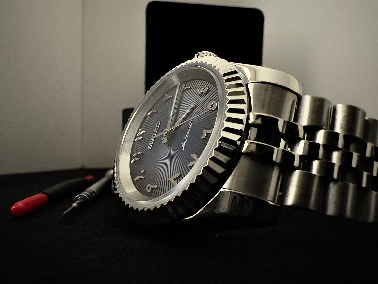 Seiko Arabic Dial Dateless | Faded Blue (Silver)