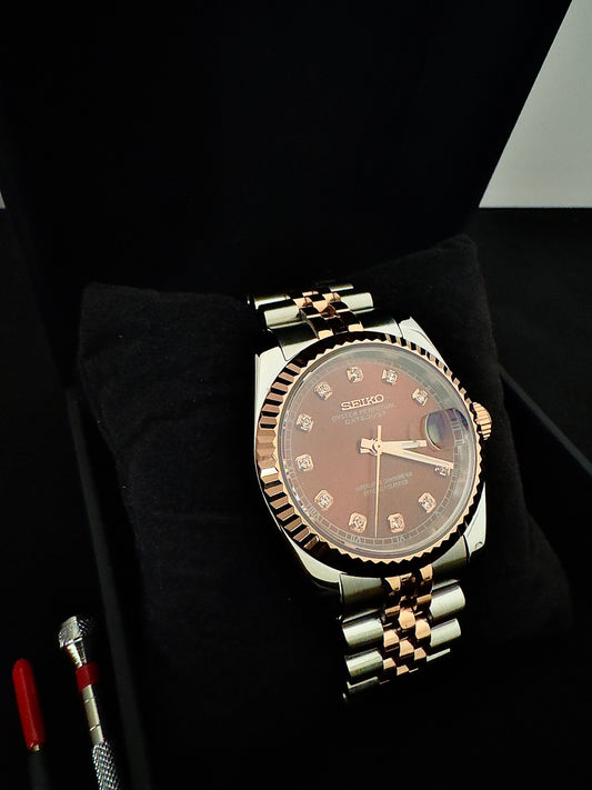 Seiko Gem Dial Datejust | Chocolate (Two-Tone Rose Gold)