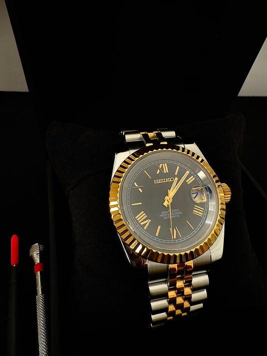 Seiko Roman Dial Datejust | Black (Two-Tone Gold)